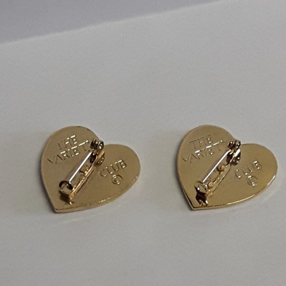 Variety Club Heart Pins Lot Of 2 Gold Tone Brooch Inner Hearts & Love Burst - Picture 4 of 4
